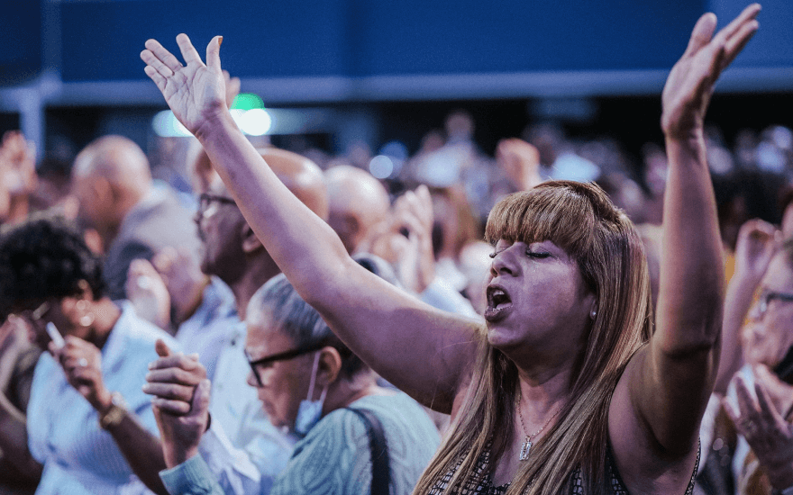 Congregation worshipping together